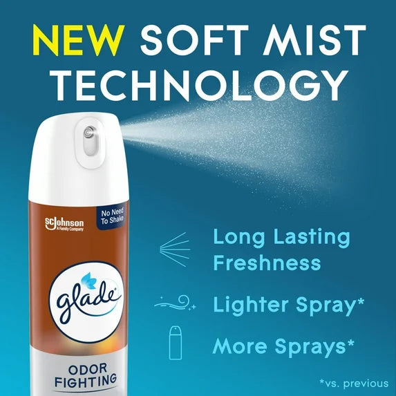 Glade Odor Fighting Soft Mist Air Freshener Room Spray, Stocking Stuffer Cashmere Woods, 7.3oz