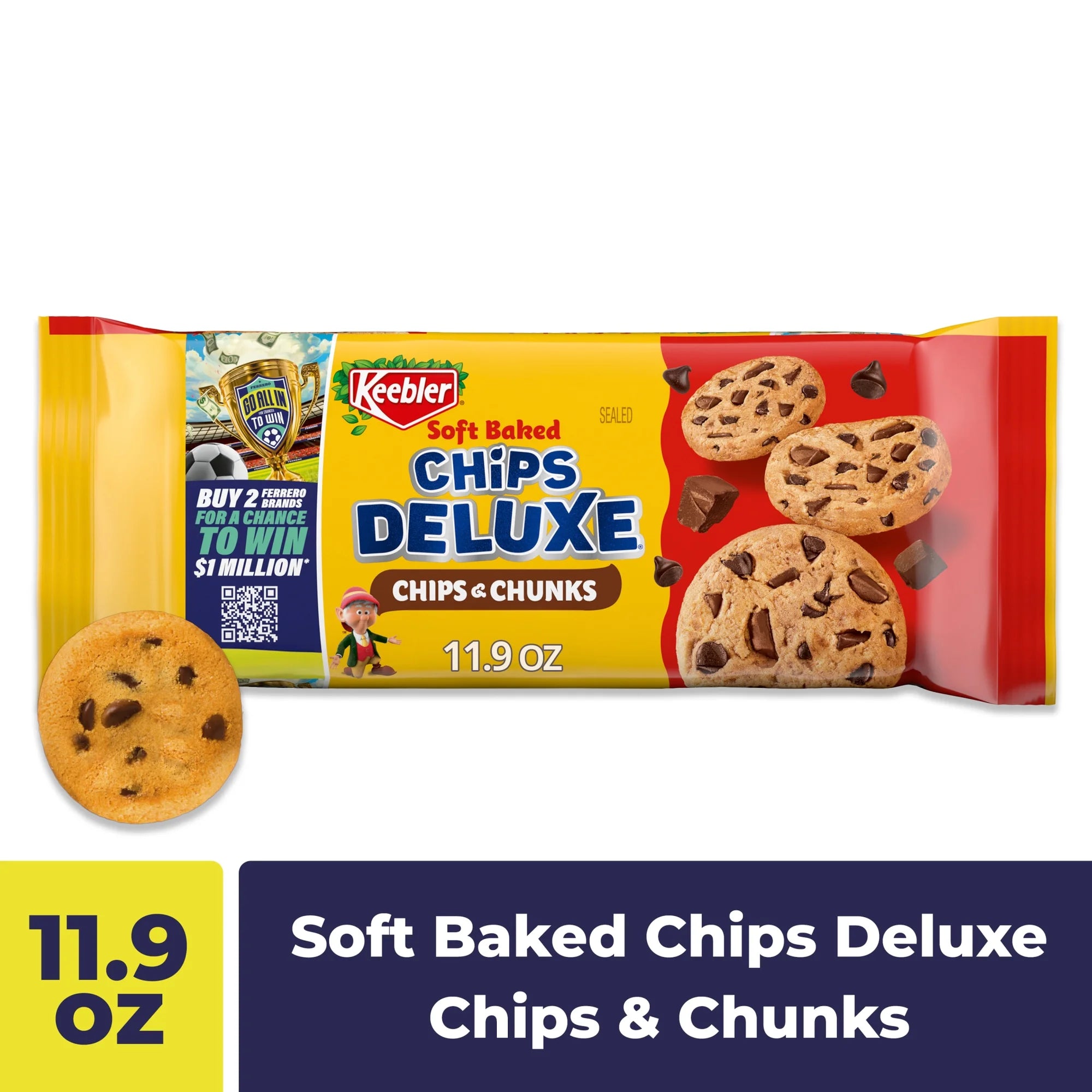 Keebler Chips Deluxe Mini, Chips & Chunks Cookies, Treat Size Chocolate Chip Cookies, 11.2 oz