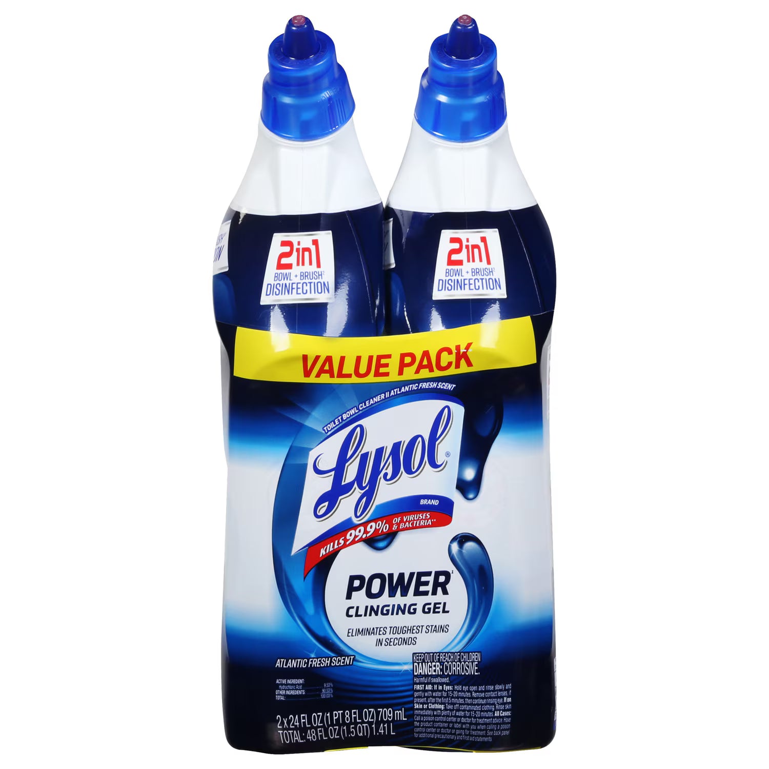 Lysol Power 2 in 1 Atlantic Fresh Power Clinging Gel, 2-pc Pack.