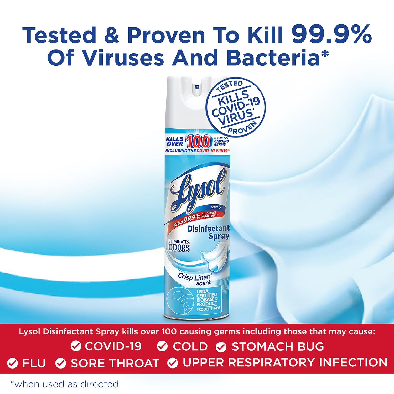 Lysol Disinfectant Spray, Crisp Linen 19 oz.