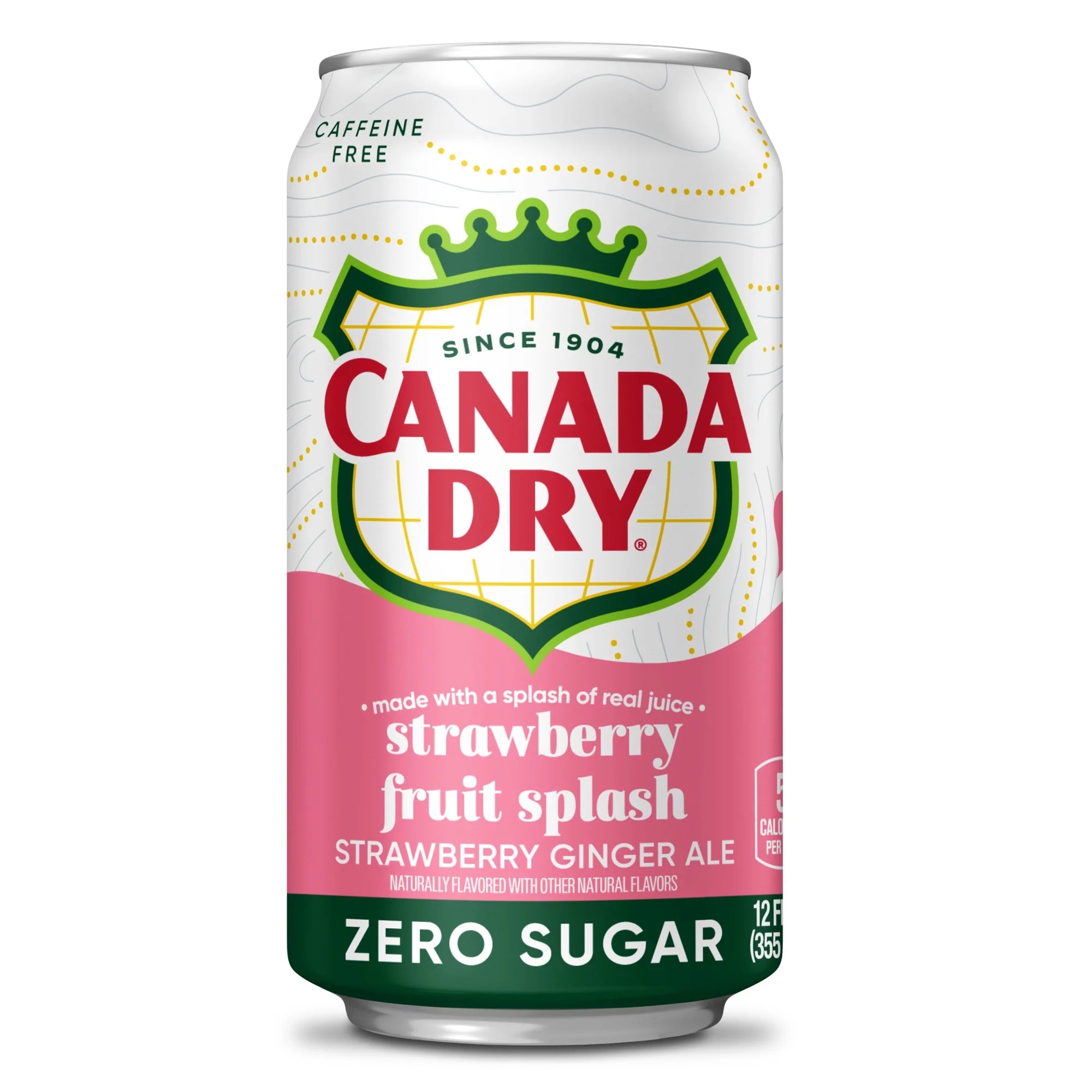 Canada Dry Caffeine Free Zero Sugar Fruit Splash Strawberry Ginger Ale Soda Pop, 12 fl oz, 12 Pack Cans