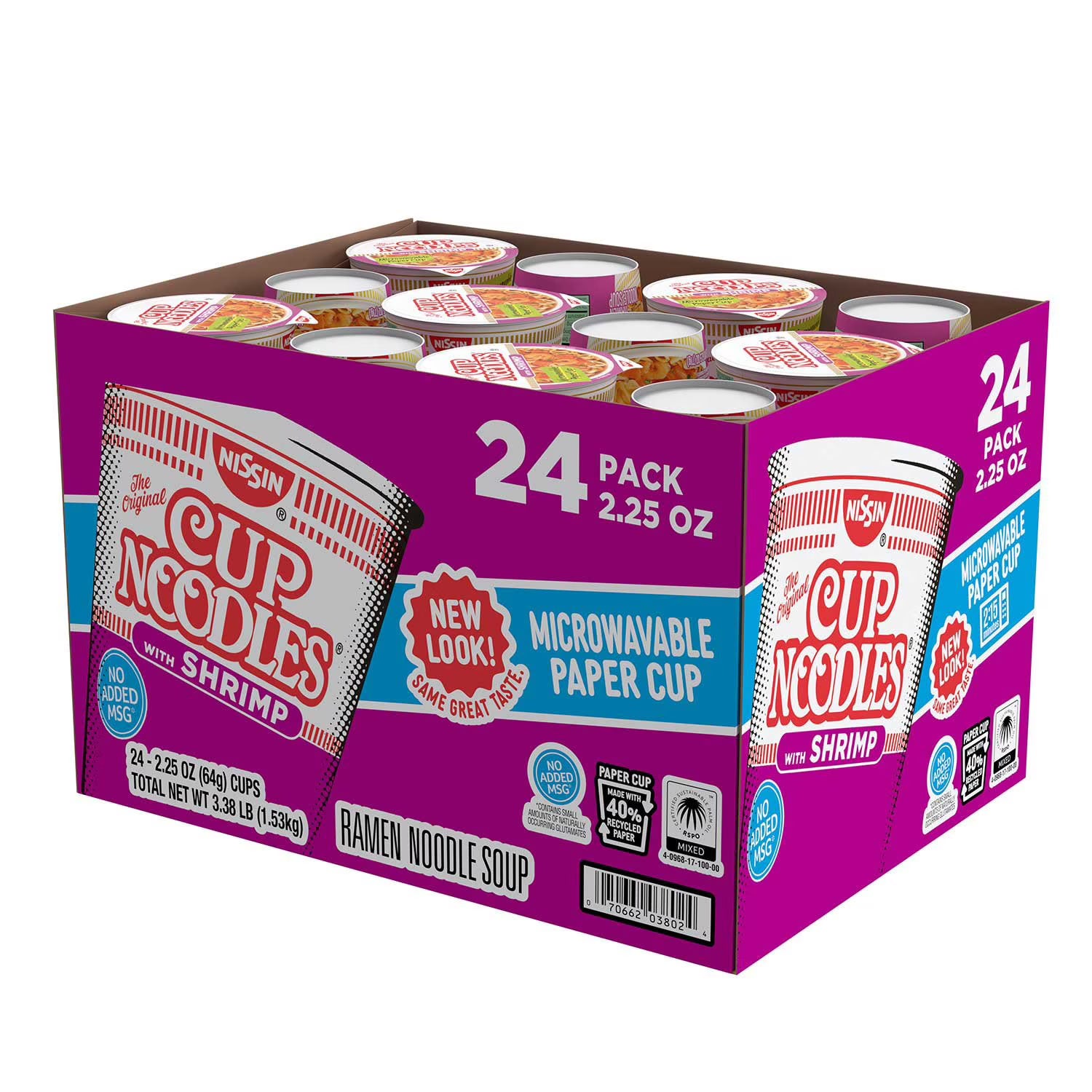 Nissin Cup Noodles, Shrimp Flavor, 2.25 oz., 24 pk