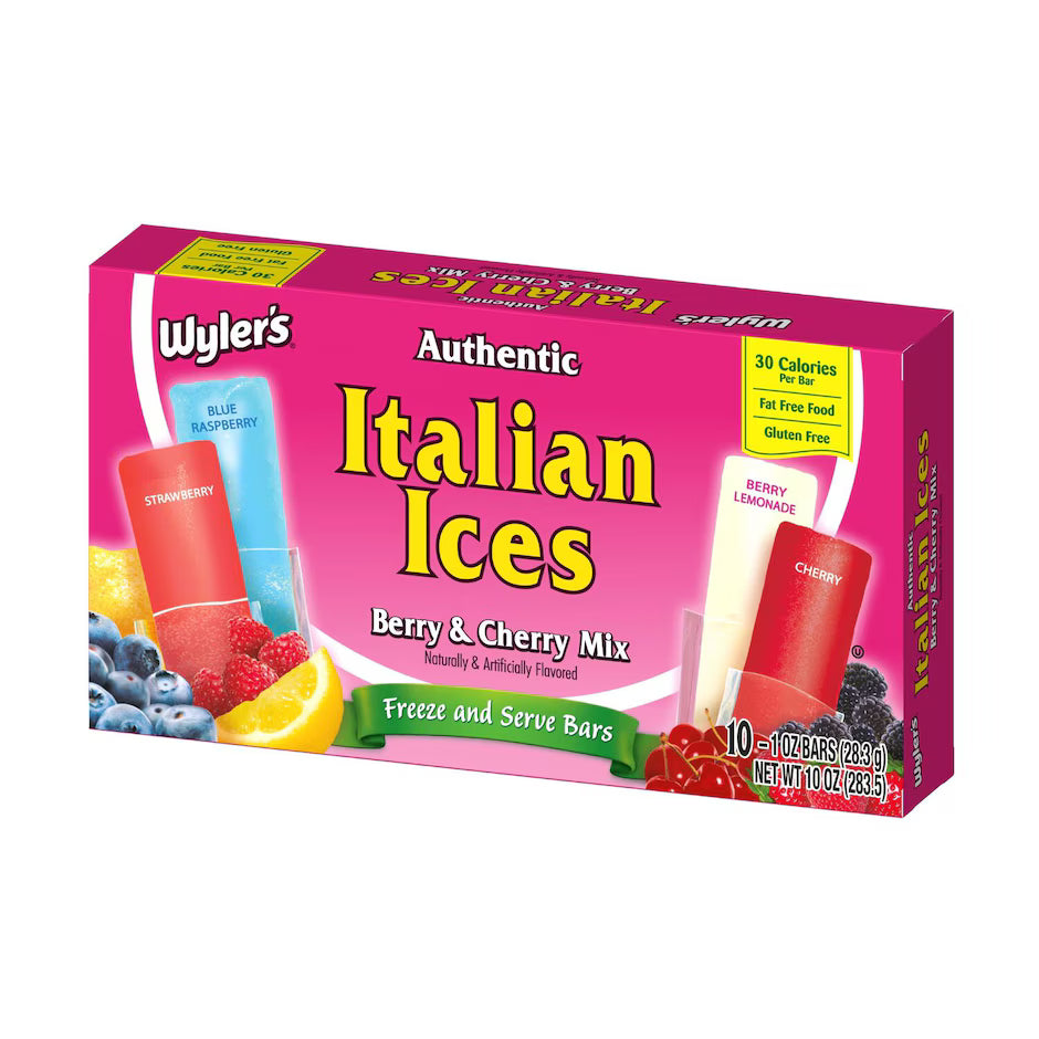 Wyler's Italian Ice Berry and Cherry Assorted Freezer Bars, 10 ct. Box