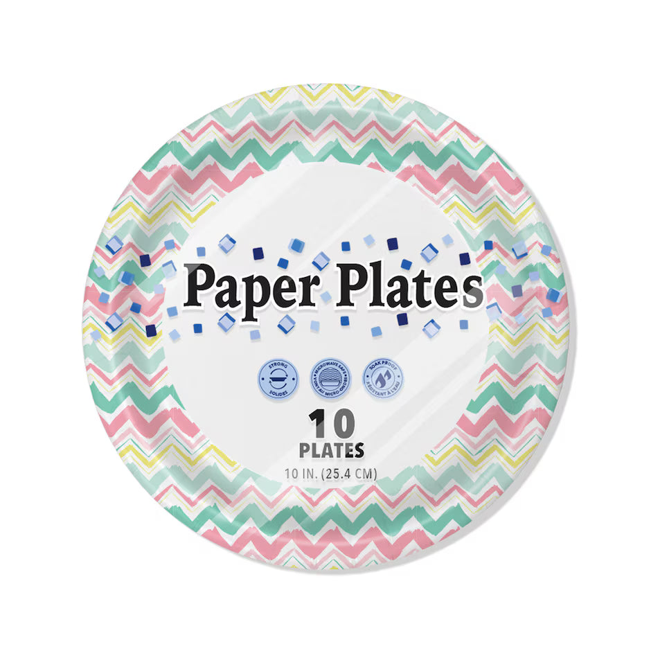 Microwave-safe Paper Plates, 10-pc Pack.