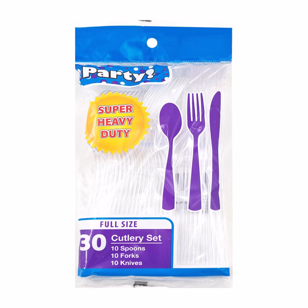 Super Heavy Duty Cutlery Set, 30-pc Pack.