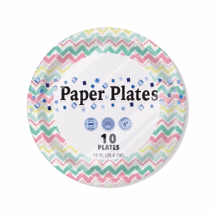 Microwave-safe Paper Plates, 10-pc Pack.