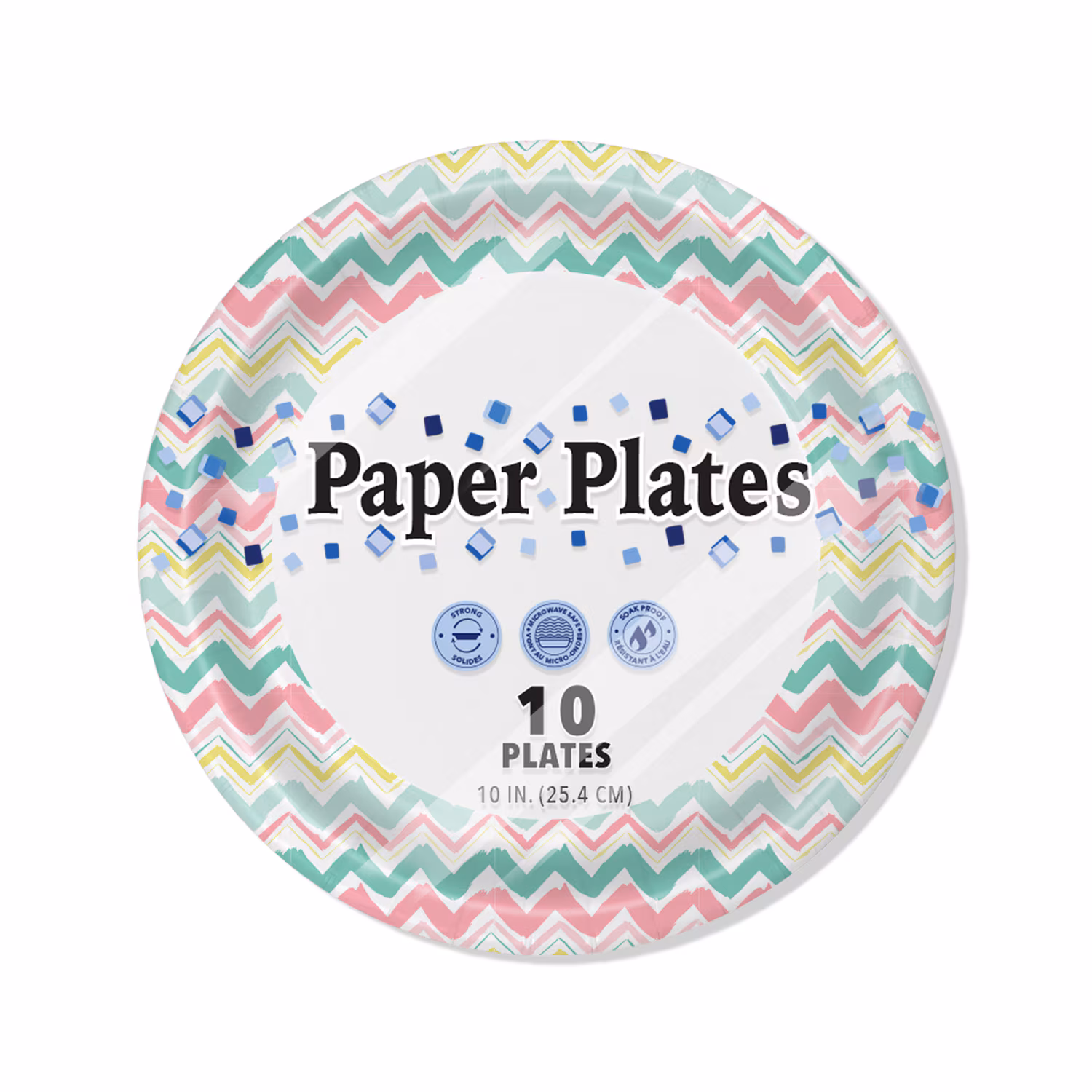 Microwave-safe Paper Plates, 10-pc Pack.