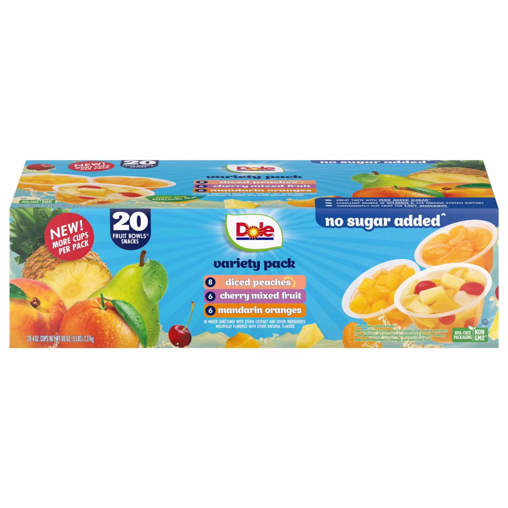 Dole No Sugar Added Mixed Fruit Variety Pack, 4 oz., 16 pk.