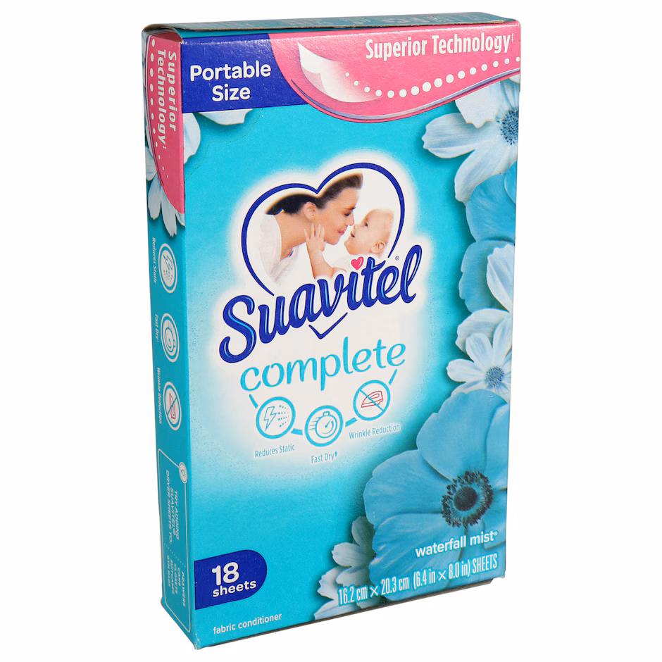 Suavitel Waterfall Mist Scented Fabric Conditioner, 18-Sheet Packs